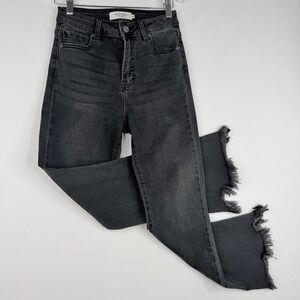 Hidden Los Angeles Women's Jeans Amelia Black Distressed Frayed Hem Skinny SZ-26